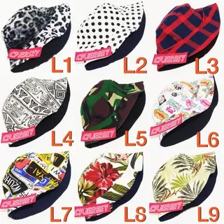 Topi Bucket Motif Flannel Army Jaguar Leopard Paris Kotak kotak Flanel Bordir Bucket Hat