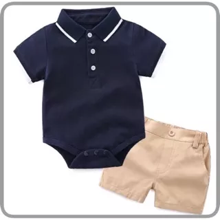 OLIVER BOY SET (romper anak laki-laki, baby boy, rompers, polo shirt anak)