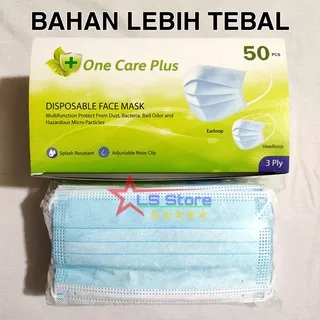 Masker 3ply 50pcs Disposable Hitam Biru / Masker Earloop 3 Ply Facemask / Masker Debu / Karet Debu