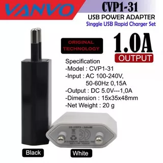 VANVO ADAPTOR TC TRAVEL CHARGER BATOK CVP1-31  1.0A SINGLE USB - 1 PORT