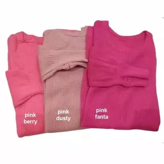 Sweater Rajut Wanita Roundhand oneck premium warna Pink Tua - Pink Tua