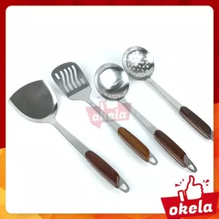 Okela - Sodet Spatula Sutil Penggorengan Centong Kuah Sayur Irus Tebal Stainless Steel