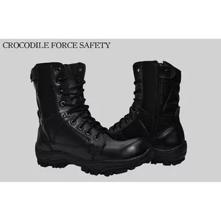 SEPATU ARBOO PDL TNI POLRI SATPAM SAFETY BOOTS HITAM MURAH FORCE UJUNG BESI RESLETING TERLARIS