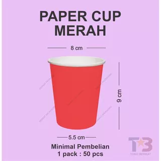 Paper Cup Polos 8oz MERAH / Paper Cup Hot Merah / Sablon / Cetak / Gelas kertas / Gelas Kopi Kertas  / Sablon / Printing