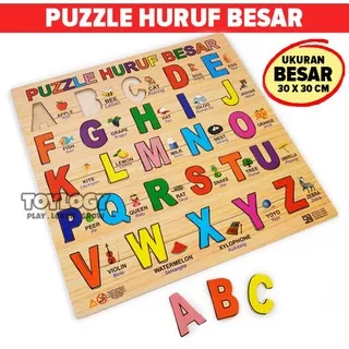 Mainan Kayu Edukasi Puzzle Huruf Abjad Kapital Bongkar Pasang Motorik Edukatif Wooden Toy ABC Besar