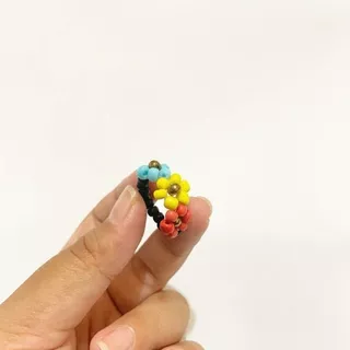 Rainbow Daisy Ring || Cincin Manik || Beads Ring