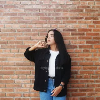 JAKET JEANS HITAM PRIA WANITA (M L XL) & JUMBO XXL 3XL 4XL