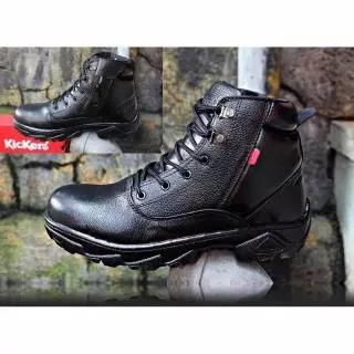 Sepatu PDL Boots Safety Low Kickers Track Boot Ujung Besi Kulit Asli Warna Hitam Murah Tracking GM02