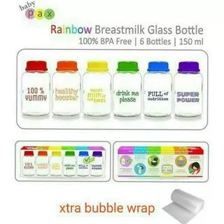 Botol Kaca ASI Baby Pax Rainbow Botol ASIP Baby PAX isi 6 Tempat Penyimpanan Asi
