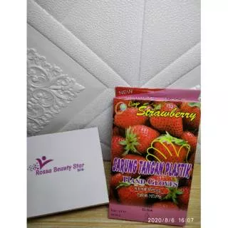 Sarung Tangan Plastik Disposable Plastic Gloves Strawberry isi 100pc / 50 pasang