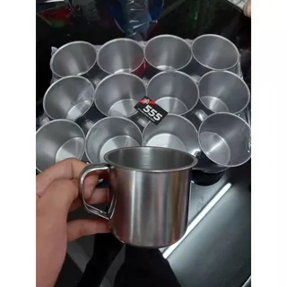Mug Stainless Steel 7cm, 10 cm dan 12cm Cangkir Gelas Dengan Tutup 555