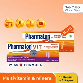 Pharmaton Vit 10s Multivitamin Jaga Kesehatan dan Bantu Penyembuhan + FREE Pharmaton 2s