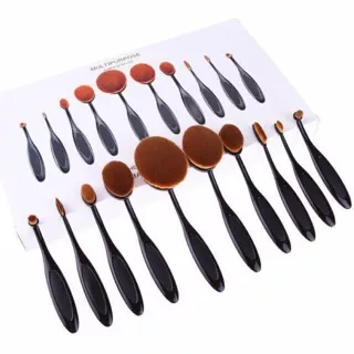 Oval brush 10pcs black Kuas Makeup Oval Murah