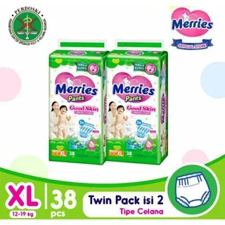 Merries twin pack good skin pants M50, L44 XL38 xl 38 satu karton isi 2 bag