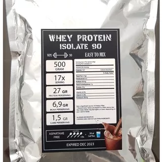 Whey Protein Isolate WPI 90 rasa Coklat 500 gram | whey protein terbaik | whey bubuk | suplemen whey