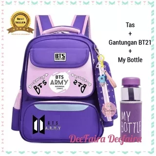 Tas Ransel Kpop BTS Tas Sekolah Anak Perempuan murah Bonus Gift Gantungan dan My Bottle