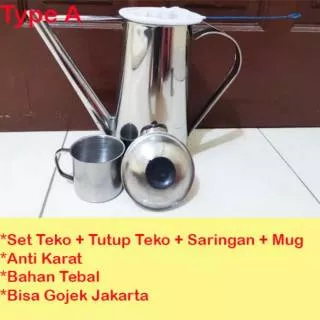 1 SET TEKO THAI TEA & MUG & SARINGAN / TEH TARIK DUM DUM TEBAL STAINLESS STEEL