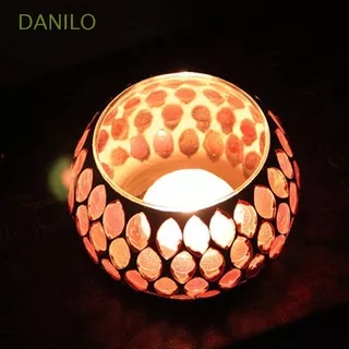 DANILO Moroccan Style Candle Holder Mosaic Candle Jar Candlestick Centerpiece Tea Light Glass Tabletop European Votive Home Decor