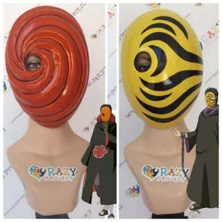Tobi Obito Uchiha Naruto Mask Topeng Kayu Cosplay Anime Jepang Orange Yellow Kuning