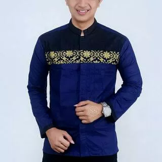 Baju koko batik muslim lengan panjang syari modern fashion murah pria atasan pesta batam tanah abang