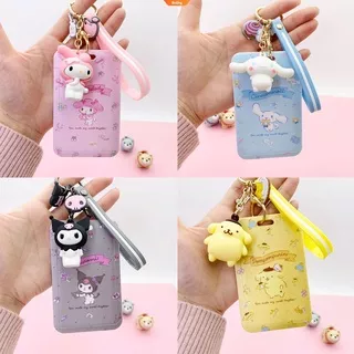 Cartoon Kuromi Cinnamoroll My Melody Pom Pom Purin ID Credit Bank Card Holder Students Bus Card Case Lanyard Removable Identity Badge Cards Cover Bolive