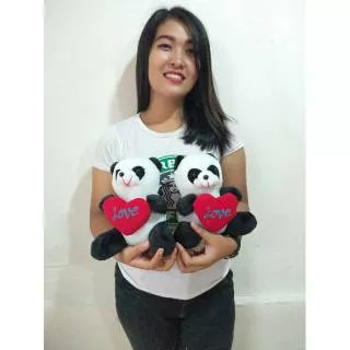 Boneka Panda Mini Lucu FREE LOVE Hadiah Kado Kualitas Grade A SNI Ukuran 25cm