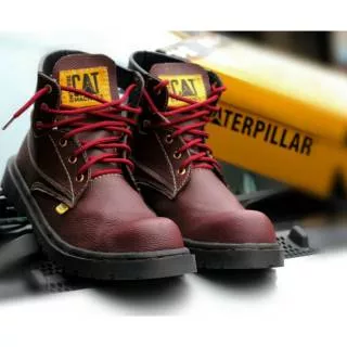 Sepatu pria Caterpillar safety boot maron high