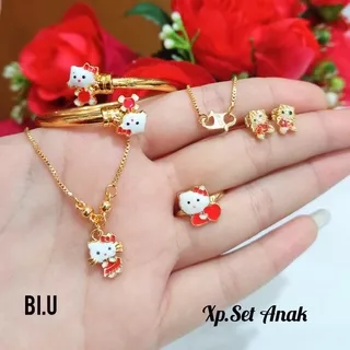 Set TITANIUM perhiasan Anak Karakter Hello Kitty Gold,tidak karat,termurah *COD*