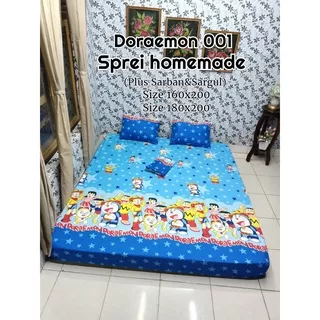 Sprei Homemade Doraemon 001 160x200, Sprei Karakter Berkualitas, Sprei Homemade Murah