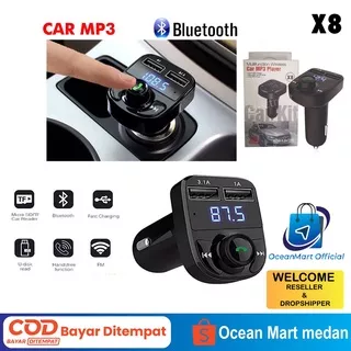 Modulator Bluetooth Transmitter Music Wireless X8 Car Charger Audio Mobil Aksesoris Handphone HP OCEANMART OCEAN MART Murah Grosir