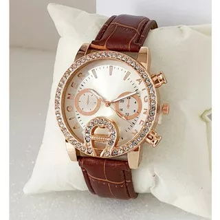 Jam Tangan Wanita Aigner Chrono Detik Tanggal Aktif Oval DX 1918 Tali Rantai Atau Kulit