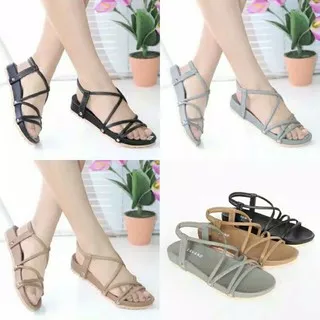 Sepatu Sandal Wanita Teplek Murah Sandal Slip  tali silang GH01