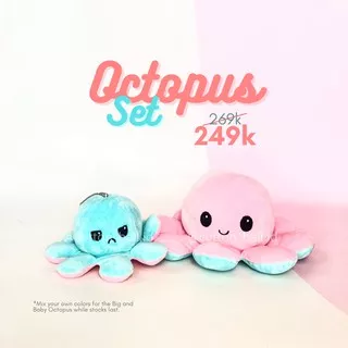 Octopus Set (1 Big Octopus Plush + 1 Baby Octopus Keychain)