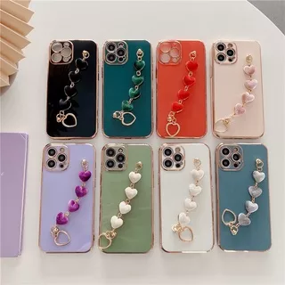 6D Plating Cloth Velvet Heart Bracelet Precision Hole Case iPhone8 7 6 6s Plus SE 2020 X Xs XR XSMAX 11 PRO MAX Soft TPU Case