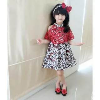 DRESS BATIK ANAK CAPE BROKAT COUPLE KEMEJA BATIK LENGAN PANJANG SIZE 0 - 10 TAHUN