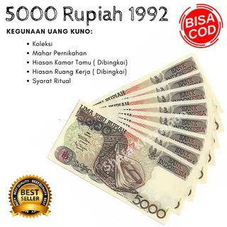 Uang asli Uang Kuno Uang mahar Uang kertas uang langka Uang kuno rupiah 5000 Rupiah kertas 1992