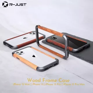R-Just Case iPhone 13 Pro Max 13 13 Pro 13 Mini Shockproof Metal Wood