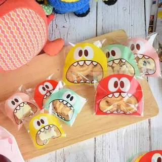 Plastik Cookies Bag Kemasan Kue Pie Permen Motif Big Mouth Monster OPP Bungkus Packaging 7x7 10x10