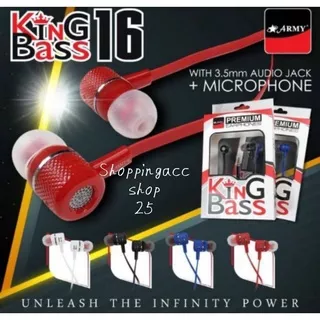 Headset earphone Handsfree Army KING BASS 16