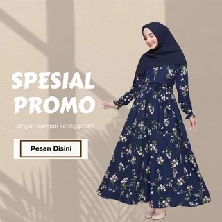 Gamis Monalisa Sakura Original Motif Bunga Kecil Kecil Cantik Baju Gamis MAIA Dress Baju Muslim Wanita Lebaran Terbaru Gamis Dress Busana Wanita