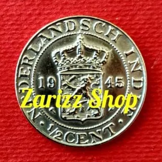 Koin 1/2 Cent Nederlandsch Indie Tahun 1945