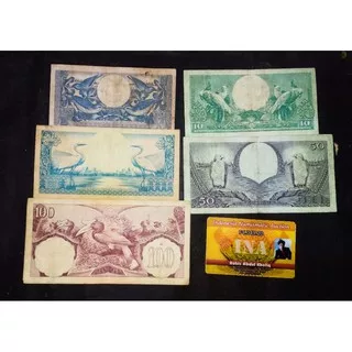 uang kuno set mini seri bunga 1959 5 rupiah 10 rupiah 25 rupiah 50 rupiah 100 rupiah bukan 100 1971