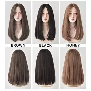 C0294 full Wig KOREAN STRAIGHT MEDIUM Tanpa Poni 50 cm