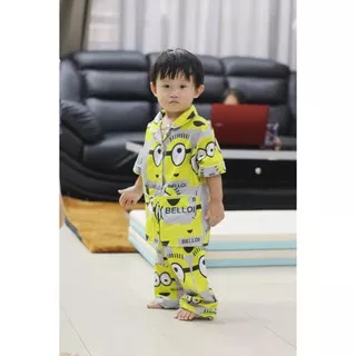 [REAL PICT] PIYAMA ANAK KARAKTER M L XL 2 // SET BABY DOLL BAJU TIDUR ANAK KARTUN MURAH KATUN ADEM