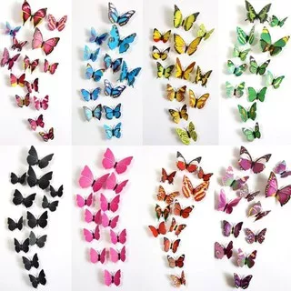 3D Butterfly stiker dinding sticker kupu kupu hias Wall Paper Dekorasi Interior Rumah Kamar tidur