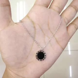 Kalung bvlgari silver keramik hitam titanium