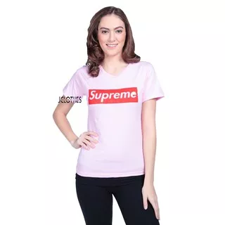 JCLOTHES Pakaian Wanita / Kaos Branded Supreme - Pink