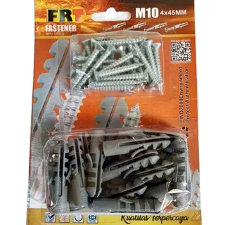 FISHER DAN BAUT FRT M10 /MUR PENGENCANG/BAUT FISHER DINDING/FASTENER WITH SCREW/BANTALAN PAKU BAUT SET NYLON NILON/Sekrup Viser Piser Fiser Nylon