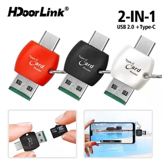 HdoorLink 2 In 1 USB C TF Card Reader Universal Type-C OTG High Speed Mini USB 2.0 Adapter For Laptop PC Mobile Phone Memory Card Reader Support multiple devices
