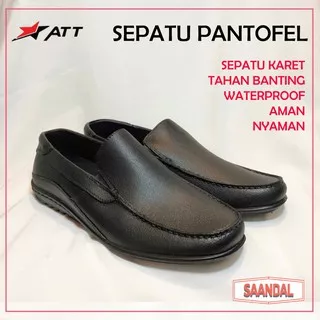 Sepatu Kerja Hitam Karet anti air hujan ATT 350 Sepatu Pantofel Karet(BISA ECERAN)